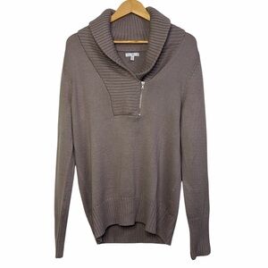 Gap Shawl Collar Half Zip Sweater Taupe Wool Blend Size L